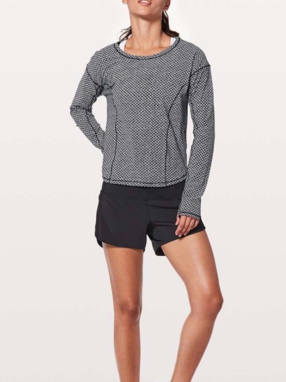 lululemon On Pace Long Sleeve – Monochromic Black – Size 10